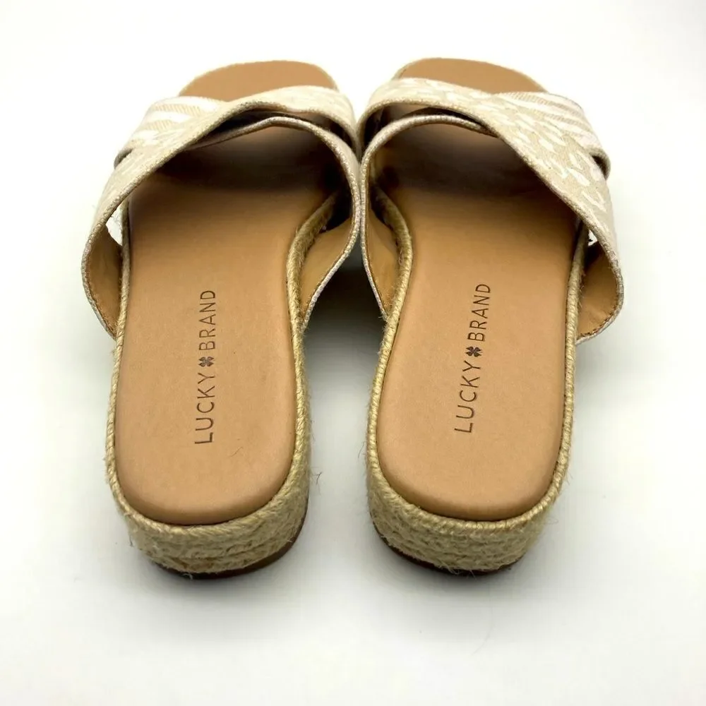 Lucky & Brand Gayte Animal Print Espadrille Sandals Size 6M/36,5 Made in Brazil